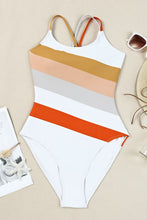 Load image into Gallery viewer, Multicolor Striped Criss Cross Backless One-piece Swimwear | Swimwear/One-Piece Swimsuit
