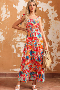 Maxi Dress | Printed Tie Shoulder Tiered Dress