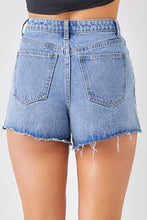 Load image into Gallery viewer, Sky Blue Stud Embellished High Waist Denim Shorts
