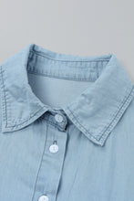 Load image into Gallery viewer, Sky Blue Chambray Shirt Short Sleeves Midi Dress
