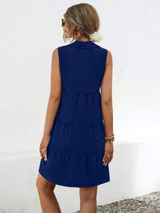 Womens Mini Dress-Button Up Sleeveless Mini Dress | Dress