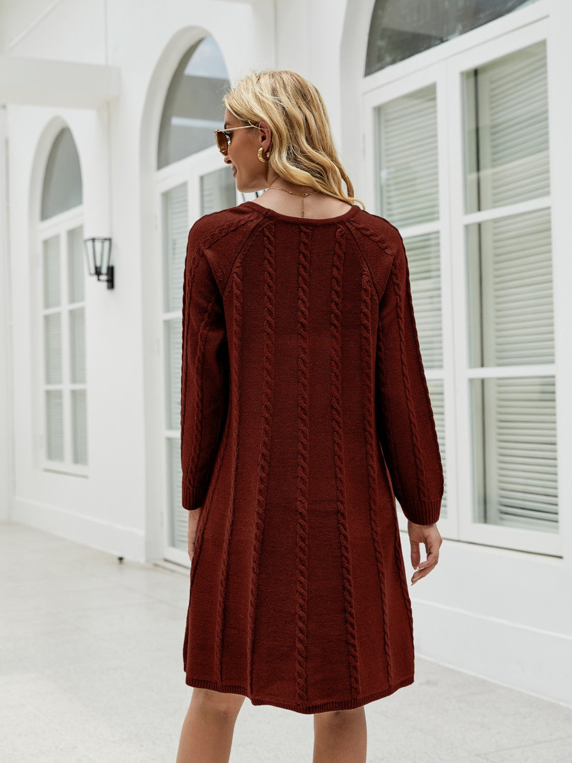 Bri, Long Sleeve Cable Knit Sweater Dress - Plus – Stylish LeNese Boutique