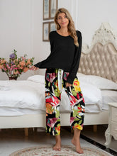 Load image into Gallery viewer, Womens Loungewear-Round Neck Top and Printed Pants Lounge Set | pajamas
