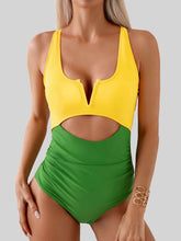 Load image into Gallery viewer, Womens Swimsuit-Tied Cutout Contrast One-Piece Swimwear | swimsuit
