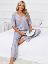 Load image into Gallery viewer, Womens Loungewear-Printed V-Neck Top and Pants Lounge Set | pajamas
