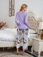 Load image into Gallery viewer, Womens Loungewear-Round Neck Top and Printed Pants Lounge Set | pajamas
