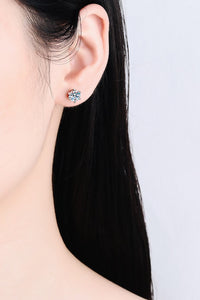 Moissanite Stud Earrings-1 Carat Moissanite Rhodium-Plated Stud Earrings
