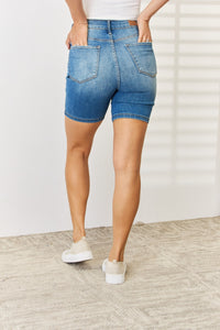 Judy Blue Full Size Tummy Control Double Button Bermuda Denim Shorts | Jean Shorts