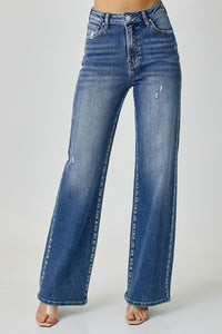 Blue Jeans-RISEN High Waist Wide Leg Blue Jeans | Blue Jeans