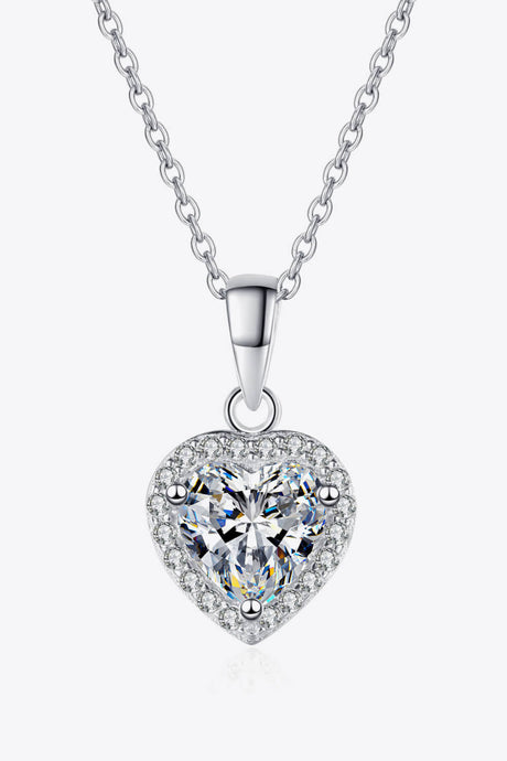 Moissanite Pendant Necklace-1 Carat Moissanite Heart Pendant Chain Necklace | moissanite necklace