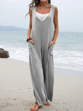 Load image into Gallery viewer, Womens Jumpsuit -Full Size Wide Strap Jumpsuit with Pockets | jumpsuit
