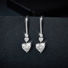 Load image into Gallery viewer, Moissanite Earrings-5.44 Carat 925 Sterling Silver Moissanite Heart Drop Earrings | moissanite earrings
