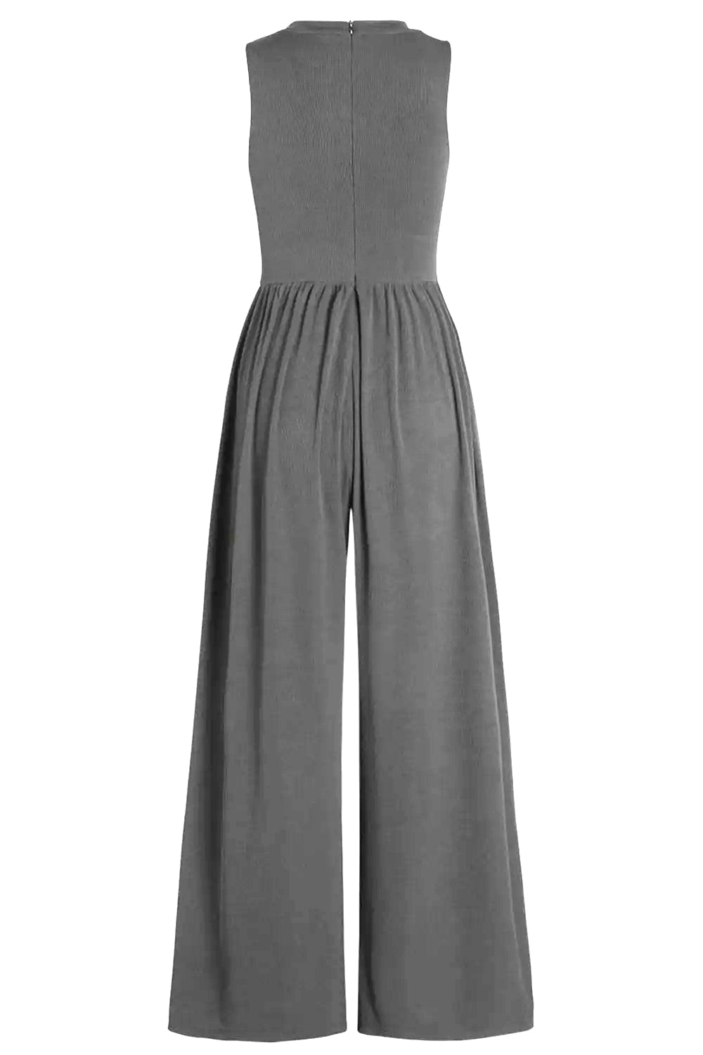 Womens Jumpsuit-Round Neck Sleeveless Jumpsuit with Pockets | jumpsuit