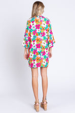 Load image into Gallery viewer, Womens Mini Dress-GeeGee Full Size Floral Round Neck Lantern Sleeve Mini Dress | dress
