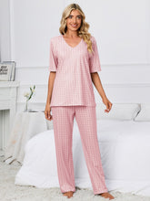 Load image into Gallery viewer, Womens Loungewear-Printed V-Neck Top and Pants Lounge Set | pajamas
