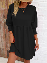 Load image into Gallery viewer, Womens Mini Dress-Round Neck Lantern Sleeve Mini Dress | Dress
