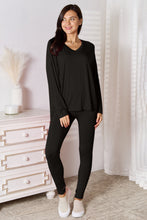 Load image into Gallery viewer, Basic Bae Full Size V-Neck Soft Rayon Long Sleeve Top and Pants Lounge Set | leggings
