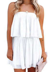 Womens Summer Romper-Ruched Spaghetti Strap Romper | Romper