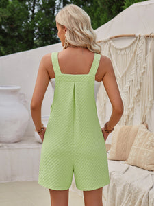 Womens Romper-Casual Square Neck Wide Strap Romper