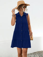 Load image into Gallery viewer, Womens Mini Dress-Button Up Sleeveless Mini Dress | Dress
