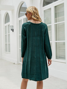 Womens Sweater Dress-Cable-Knit Long Sleeve Sweater Dress | sweater