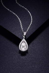 Fine Jewelry- Moissanite 1.5 Carat 925 Sterling Silver Teardrop Necklace | moissanite necklace