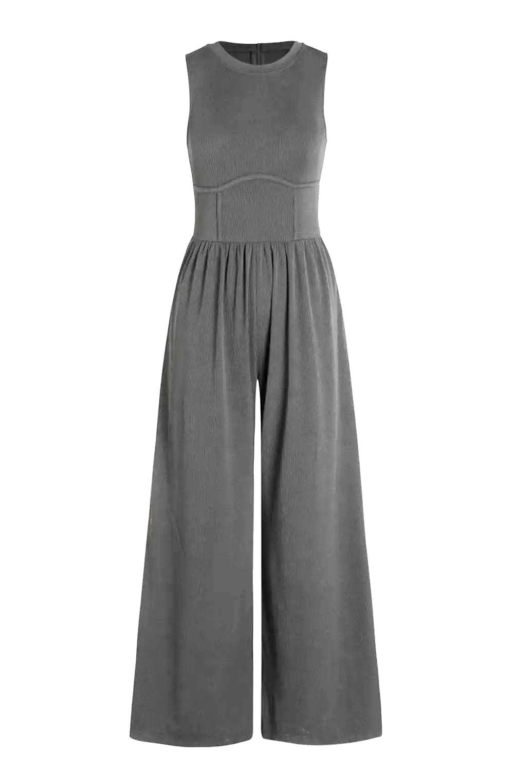 Womens Jumpsuit-Round Neck Sleeveless Jumpsuit with Pockets | jumpsuit