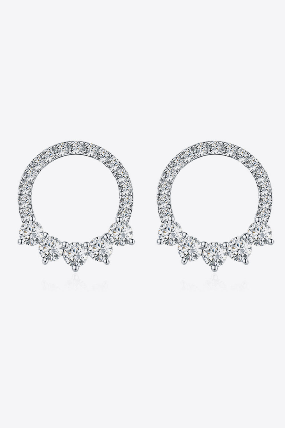 Moissanite Earrings-Moissanite Platinum-Plated Earrings