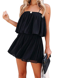 Womens Summer Romper-Ruched Spaghetti Strap Romper | Romper