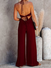 Load image into Gallery viewer, Womens Jumpsuit-Halter Neck Wide Leg Jumpsuit
