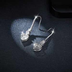Moissanite Earrings-5.44 Carat 925 Sterling Silver Moissanite Heart Drop Earrings