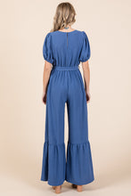 Load image into Gallery viewer, Womens Jumpsuit-GeeGee Full Size V-Neck Belted Wide Leg Jumpsuit | jumpsuit
