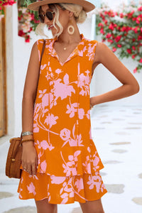 Womens Dress-Printed Tie Neck Sleeveless Dress | Dresses/Mini Dresses