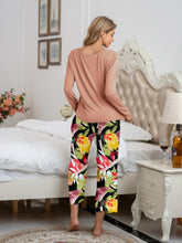 Load image into Gallery viewer, Womens Loungewear-Round Neck Top and Printed Pants Lounge Set | pajamas
