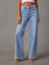 Load image into Gallery viewer, Blue Jeans-High Waist Straight Blue Jeans with Pockets | Blue Jeans
