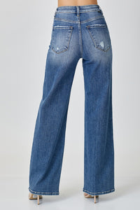 Blue Jeans-RISEN High Waist Wide Leg Blue Jeans | Blue Jeans