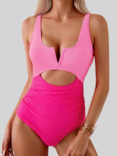 Load image into Gallery viewer, Womens Swimsuit-Tied Cutout Contrast One-Piece Swimwear | swimsuit
