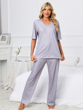 Load image into Gallery viewer, Womens Loungewear-Printed V-Neck Top and Pants Lounge Set | pajamas
