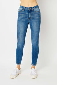 Judy Blue Full Size Cuffed Hem Skinny Jeans | Blue Jeans