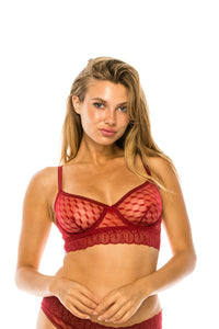 Womens Lingerie Bra- Red Mesh Underwire Bra