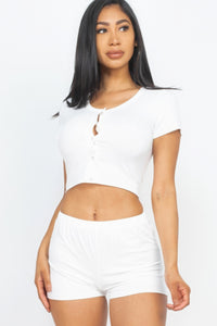 BodyCon Shorts Set |White Cropped Tank Top And Shorts Set