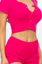 Load image into Gallery viewer, BodyCon Shorts Set | Hot Pink Cropped Tank Top And Shorts Set
