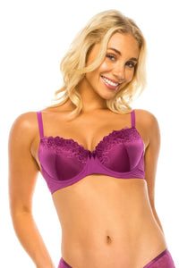 Womens Lingerie Bra-Purple Floral Lace Bra