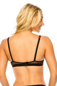 Womens Lingerie Bra-Black Mesh Band Wireless Bra