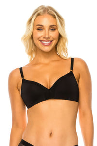 Womens Lingerie Bra-Black Mesh Band Wireless Bra