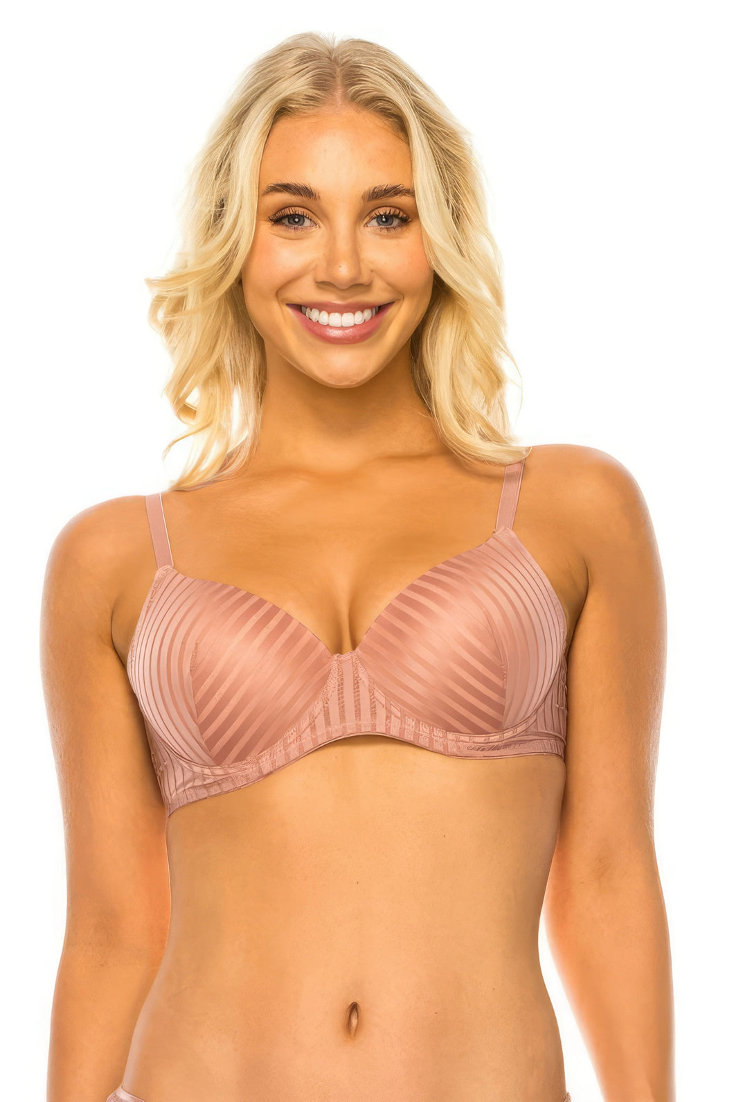 Womens Lingerie Bra- Pink Stripe Lace Bra