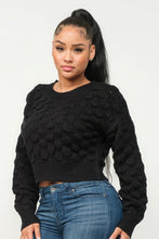 Load image into Gallery viewer, Womens Sweater- Casual Cropped Checker Sweater Top
