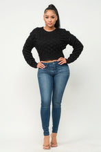 Load image into Gallery viewer, Womens Sweater- Casual Cropped Checker Sweater Top
