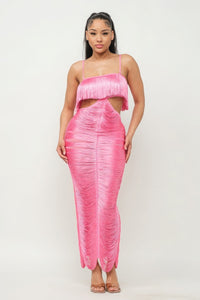Womens Maxi Dress-Lux Fringe Colorful Maxi Dress