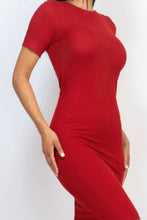 Load image into Gallery viewer, Bodycon Dress- Red Ribbed Bodycon Midi Dress

